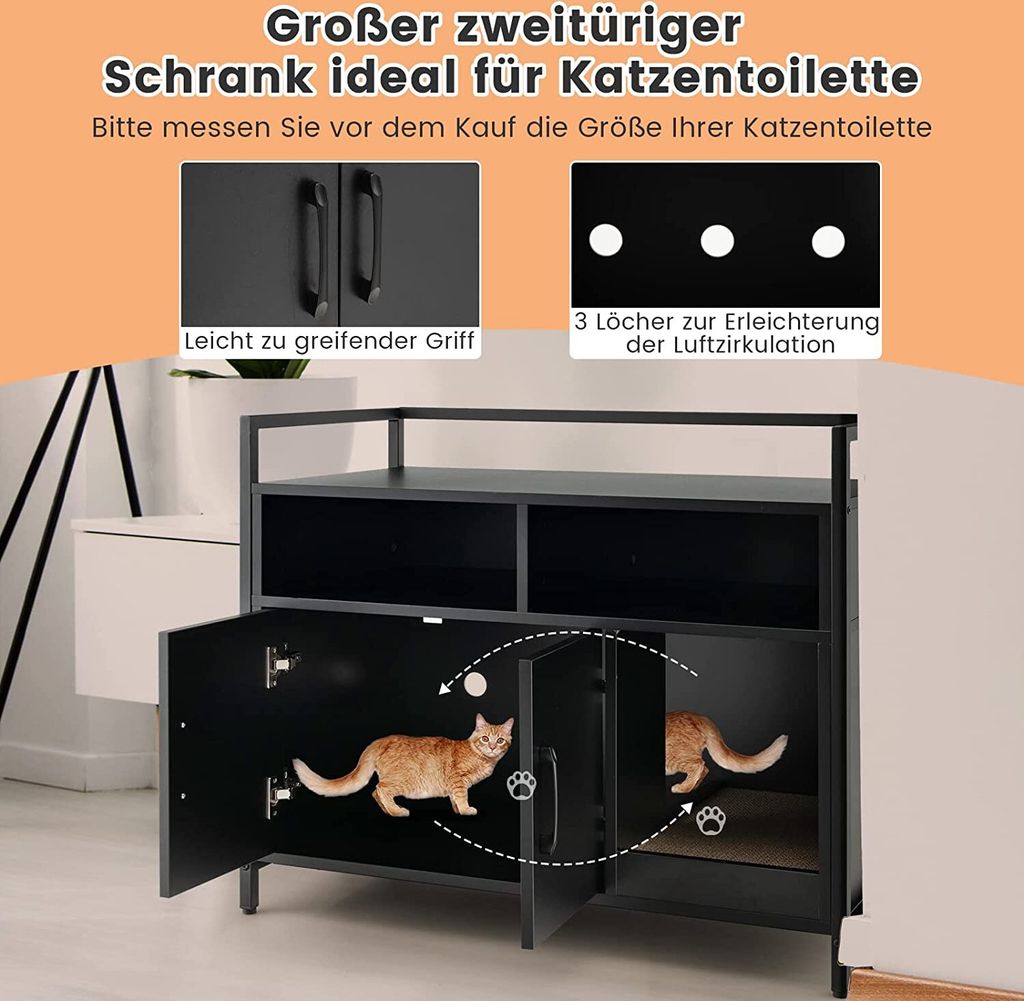 COSTWAY Box na podstielku pre mačky s dvojitými dverami, Obrázok produktu 5