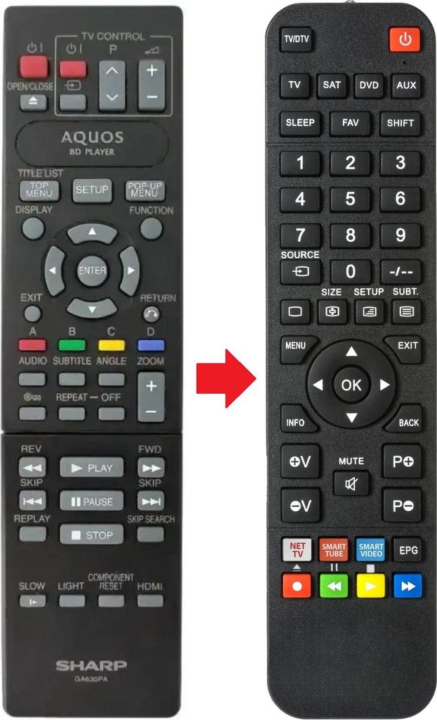 Fernbedienung geeignet für SHARP DVRW360S | DVSR64 | NB203FD
