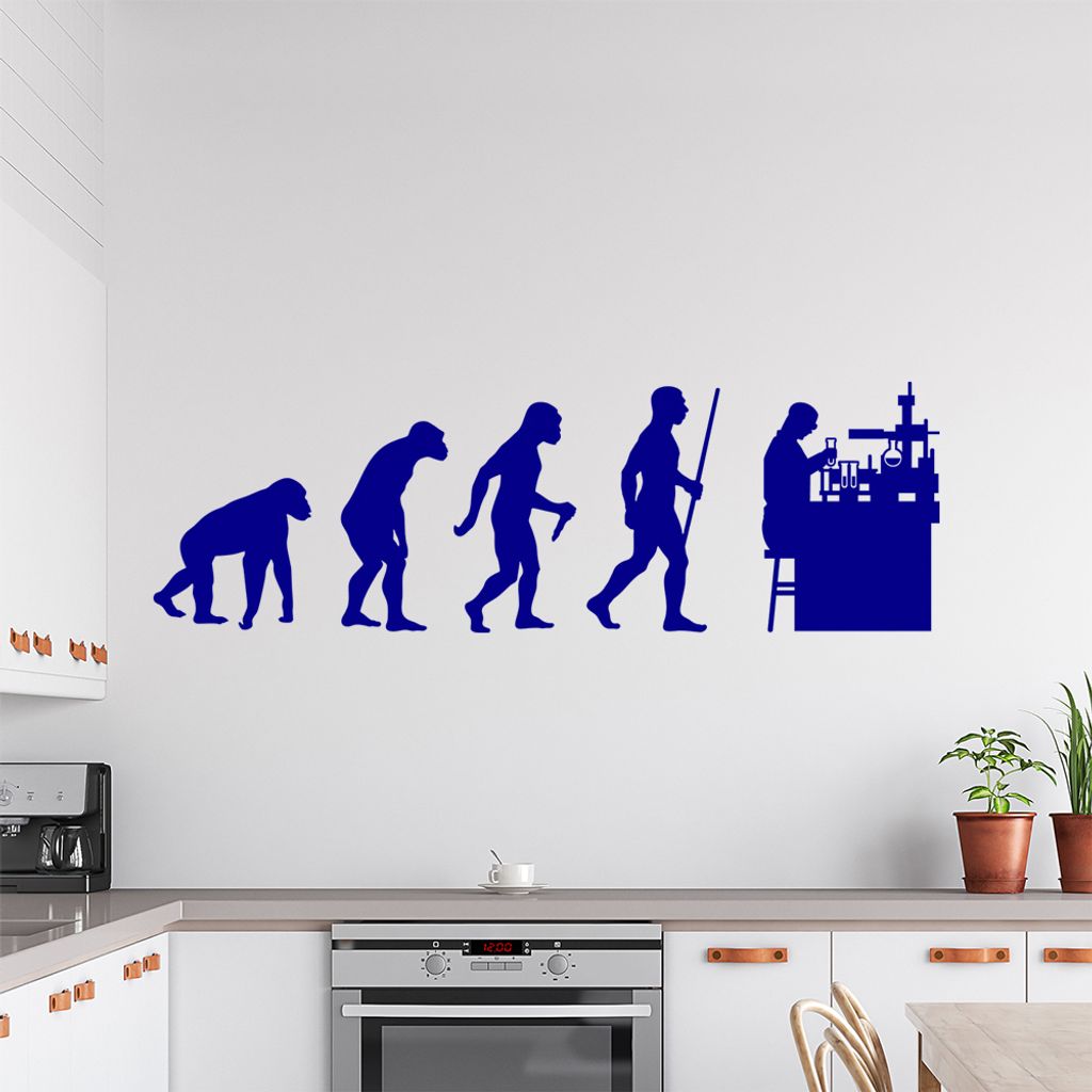 Laborant Labor Evolution Wandtattoo Wandaufkleber Wall Sticker - Dekoration, Küche, Wohnzimmer, Schlafzimmer, Badezimmer