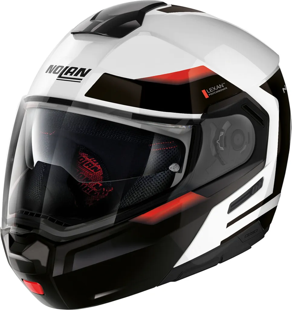 Casque Nolan N90-3 Reflector N-Com Blanc Noir Rouge modulable taille L