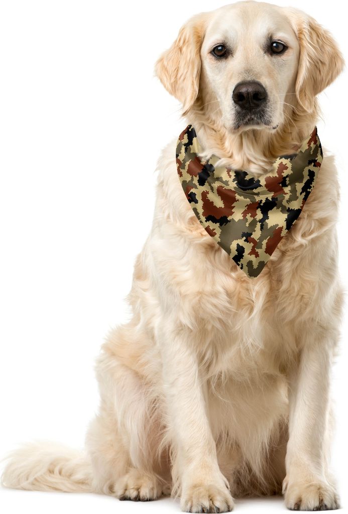 ABAKUHAUS Tarnen Haustier Bandana, Pixel-Kunst-Zusammenfassung, 55x55 cm, Braun Schwarz Sepia