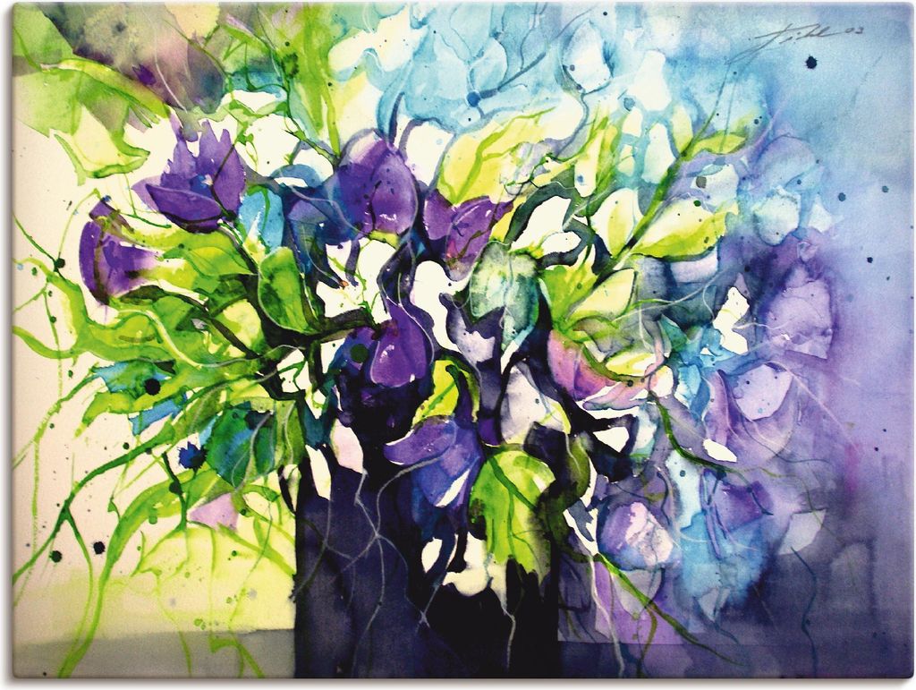 ARTland Leinwandbild Wicken in schwarzer Vase Größe: 60x45 cm