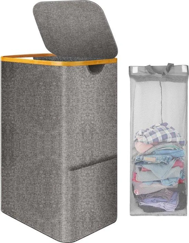 Panier de rangement linge 105L bambou pour organisation familiale