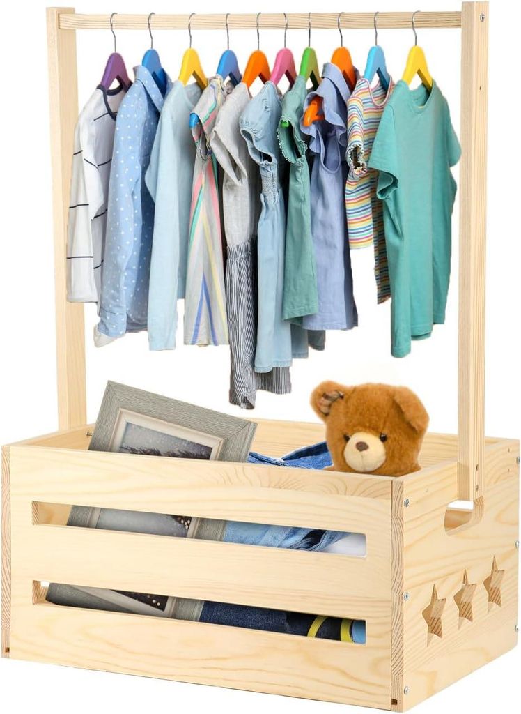 Holzkiste für Babys mit Griff - Attraktives Babyshowergeschenk - Babybekleidungsregal für Neugeborene - Neue Eltern