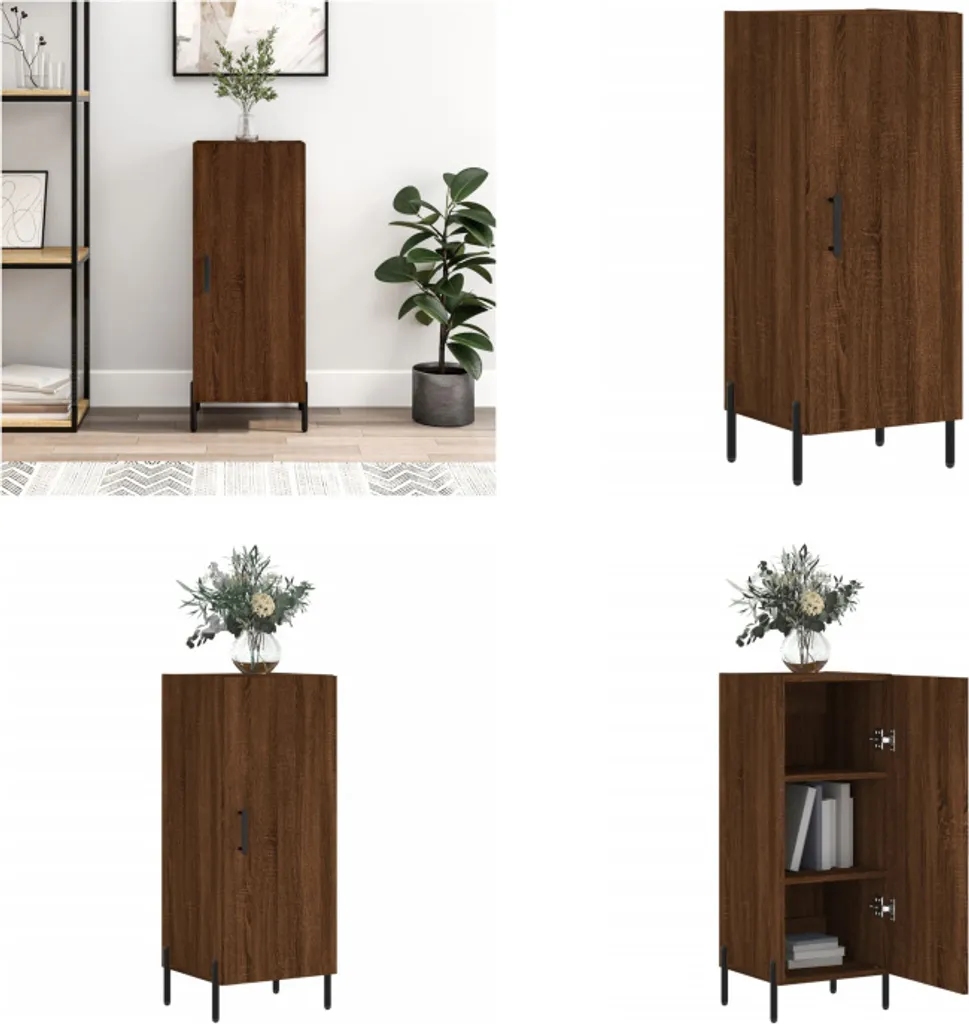 vidaXL Credenza 34,5x34x90 cm Rovere Marrone | Mobiletto Dispensa Bagno