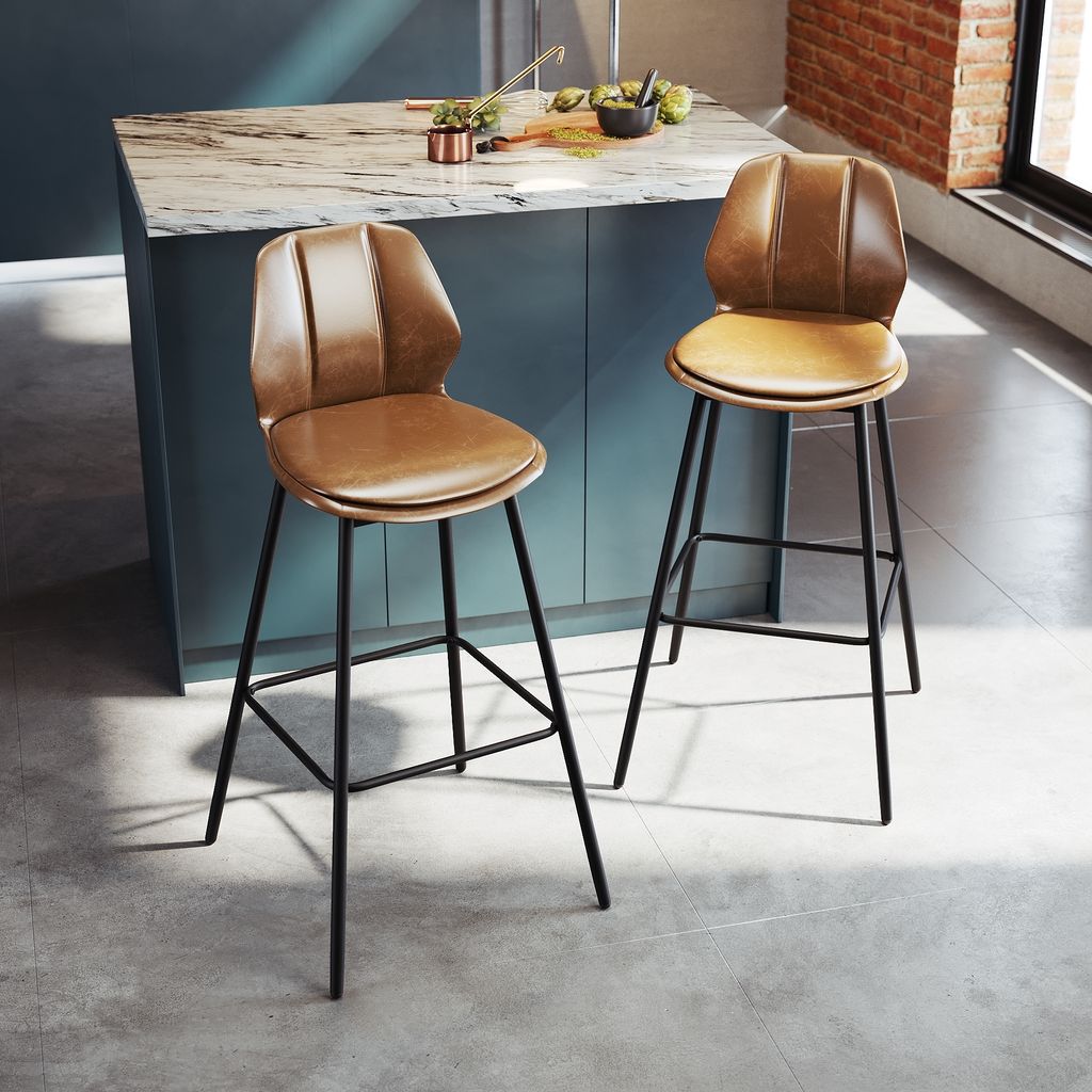 SONNI Braun mit Rückenlehne 2er Set Barstühle Barhocker 130 kg Belastbarkeit Barstuhl