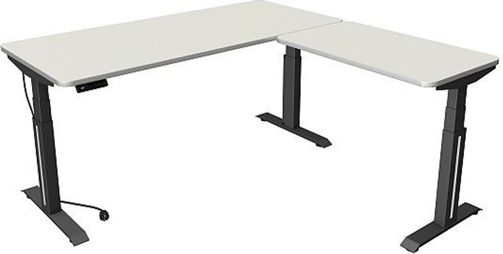 Kerkmann Move Professional anthrazit Sitz-/Stehtisch B 1800 x T 800 mm mit Anbauelement 1000 x 600 mm Weiß