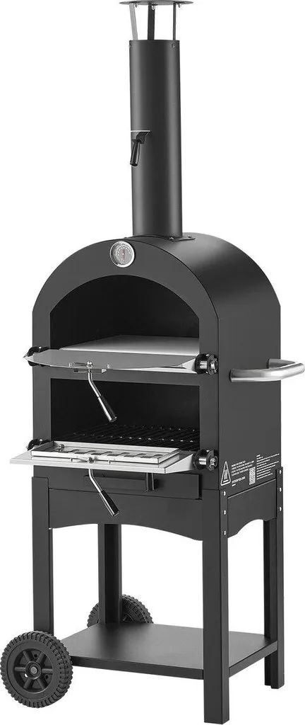 Four à pizza 1000 °C à pellets 30 cm avec roues et structure acier