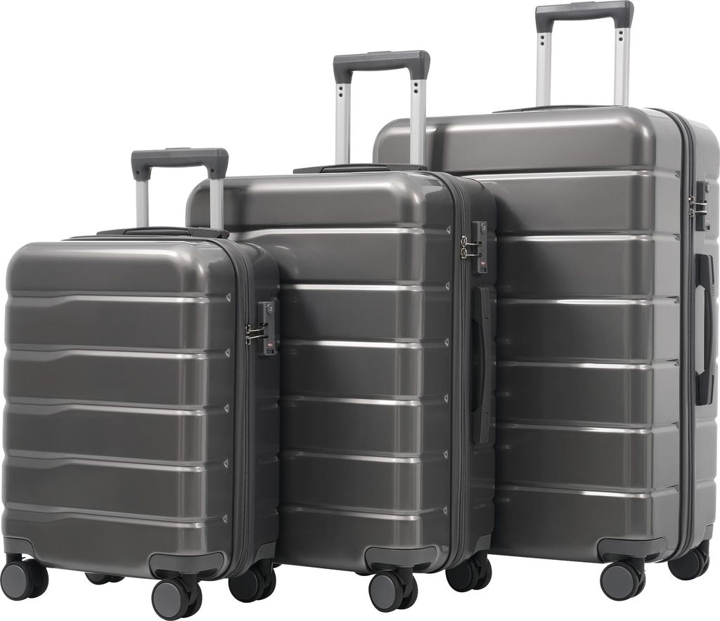 3-teiliges Koffer-Set M/L/XL (20/24/28 Zoll) aus ABS+PC, doppelte 360°-Drehrollen, TSA-Schloss & Innenfächer, ideal für Familien- & Geschäftsre...