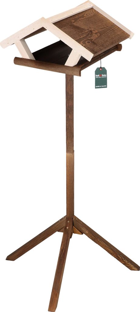 KOTARBAU Vogelhaus mit Ständer 45,5x38x131cm Vogelhäuschen aus Holz Futterhaus für Vögel Natürlich Holzdeko für Garten