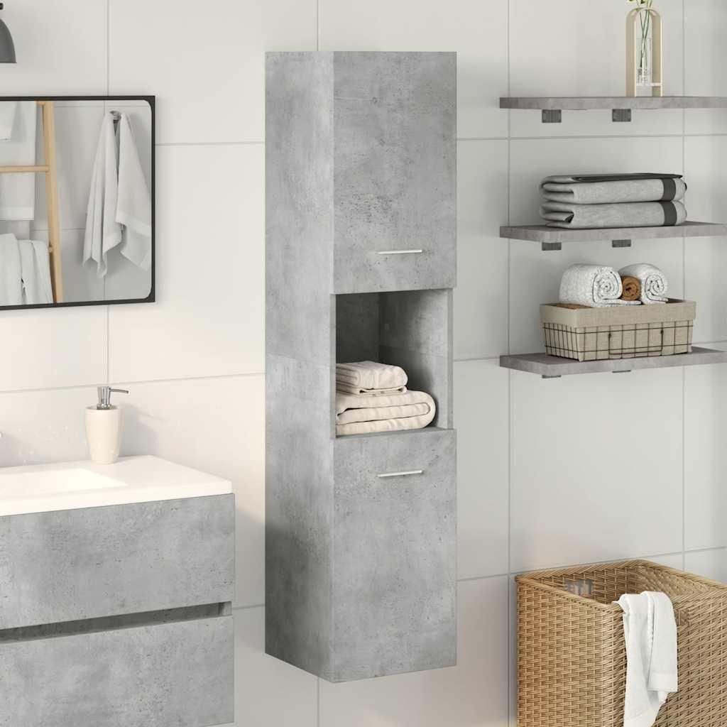 vidaXL Bad-Hängeschrank Betongrau 30x30x130 cm Produktbild 