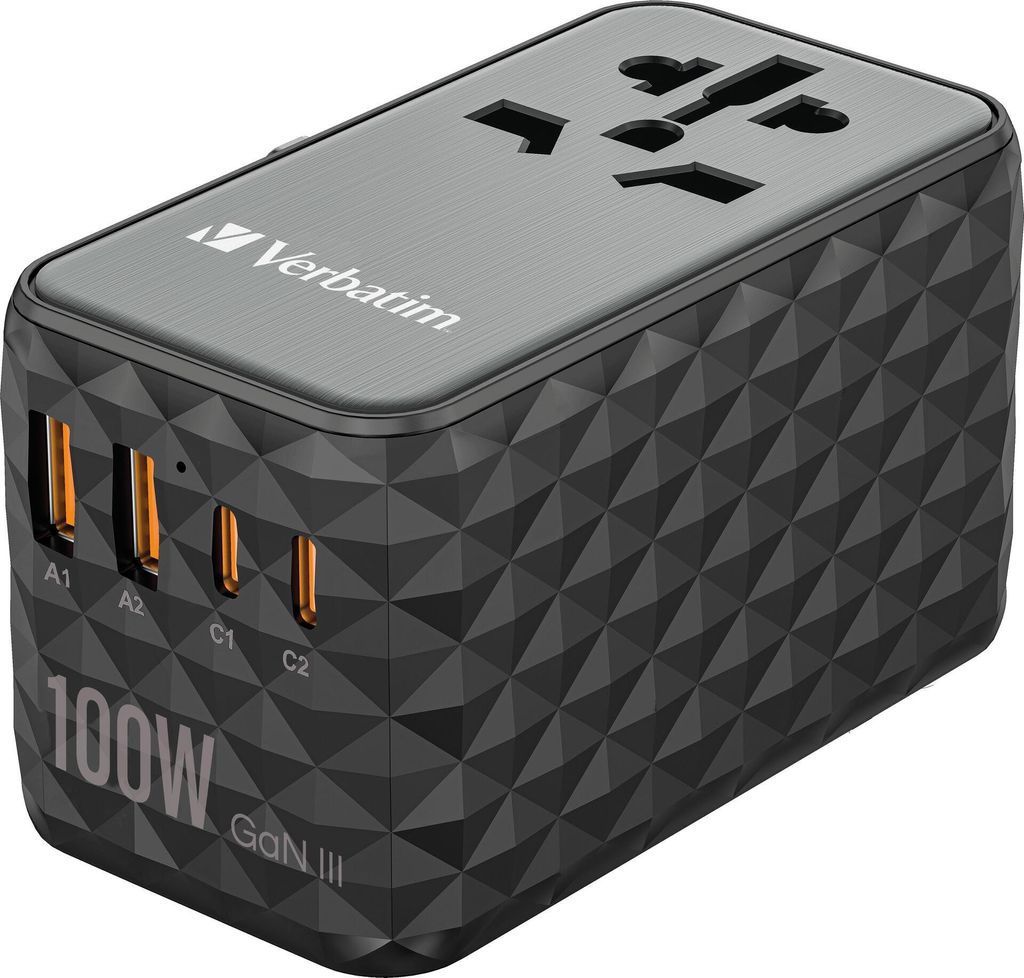 Verbatim Adapter podróżny EU/UK/US GaN2xUSB-A/2xUSB-C PD Zdjęcie produktu 