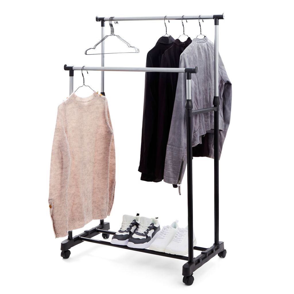 Kleiderständer Wäscheständer Mobile Garderobenständer+4 Rollen Höhenverstellbar 