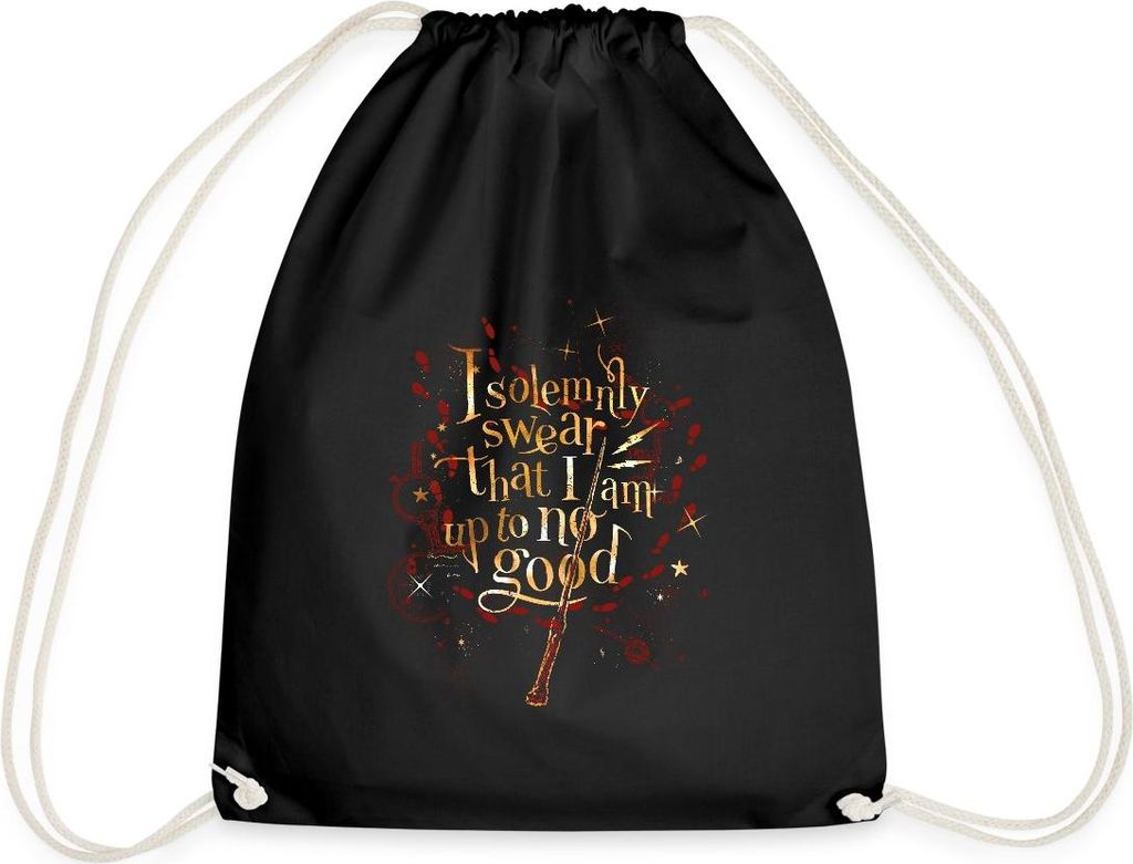 Spreadshirt Harry Potter I Solemnly Swear Spruch Turnbeutel, One size, Schwarz