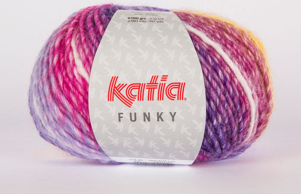 FUNKY von Katia - NATUR/ORANGE/FUCHSIA (74), ca. 180m /100g