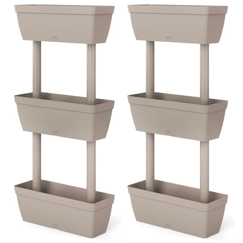 Bac à plantes taupe 100 cm lot de 6 résistant au gel et aux UV extérieur