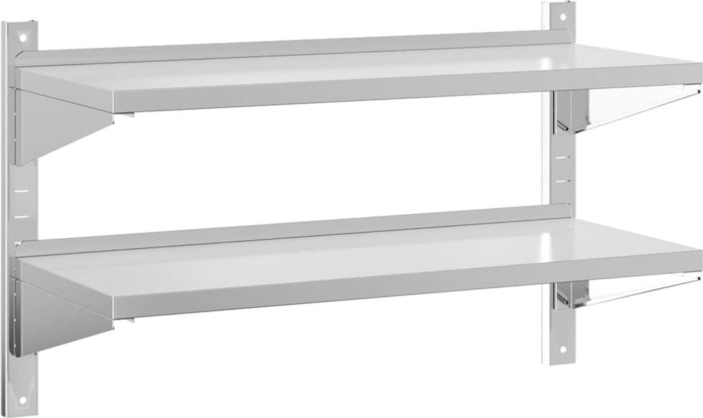 vidaXL Wandregal mit 2 Böden 100x40x60 cm Silbern Edelstahl