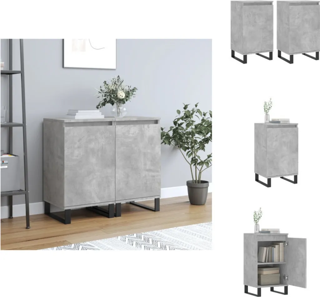 vidaXL Credenze 2 pz. Grigio cemento 40x35x70 cm materiale a base di legno - Credenze
