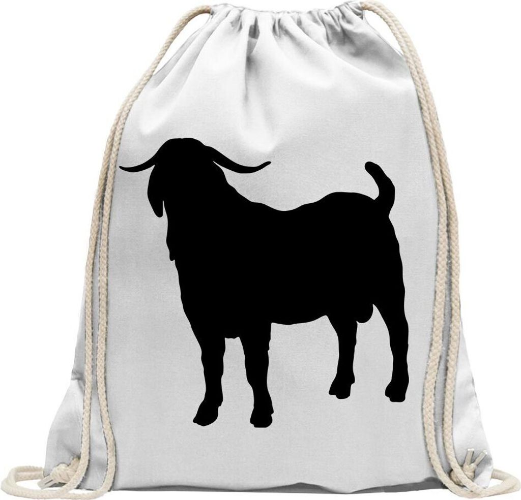 Kiwistar - Turnbeutel - weiss - Hausziege Motiv 2 - Ziegen - Fun Rucksack Sport Beutel Gymsack Baumwolle mit Ziehgurt