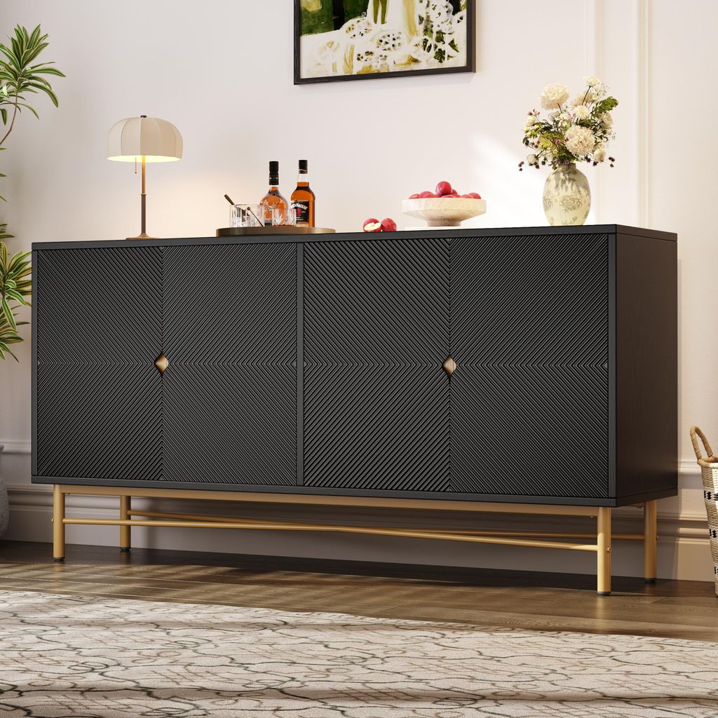 Merax Kommode 160 cm, Sideboard mit 4 Türen, Goldenes Bein, Produktbild 