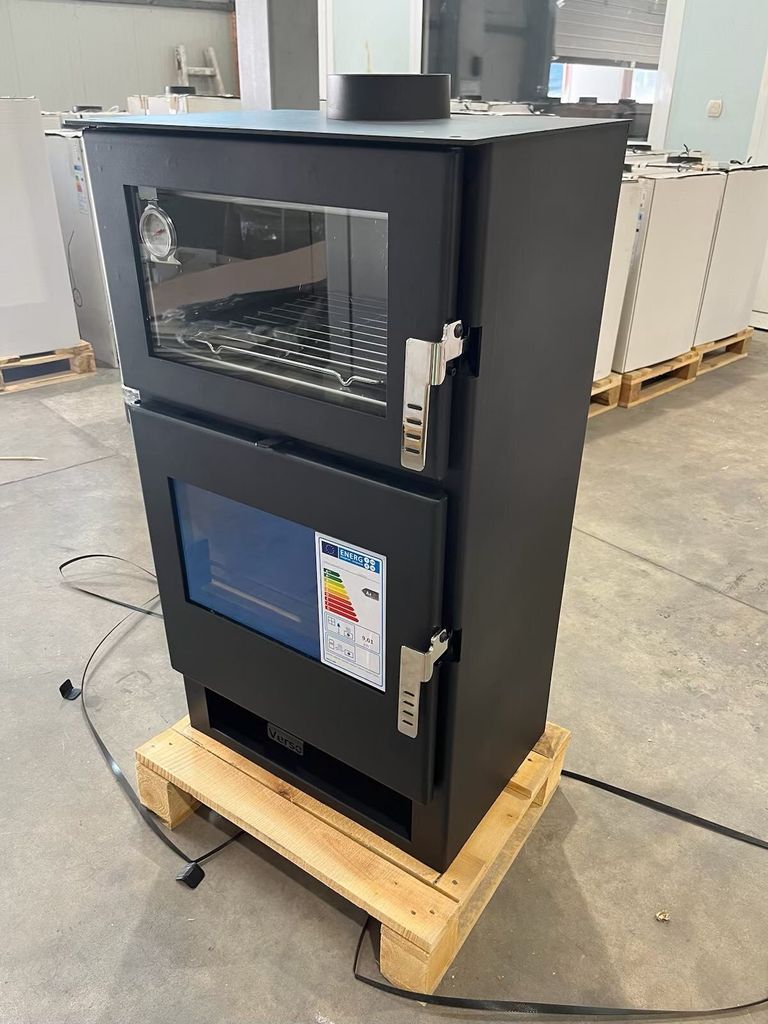 Kaminofen modern model F inox, A 81.20%, 9 kW, 530 x 420 x 1000 mm