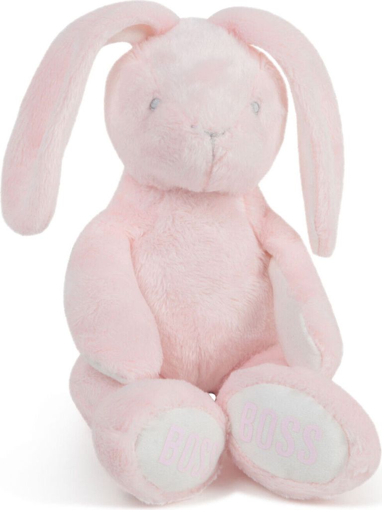 HUGO BOSS Kuscheltier Hase Doudou Schmusetier rosa Flausch mit Logo 36 cm