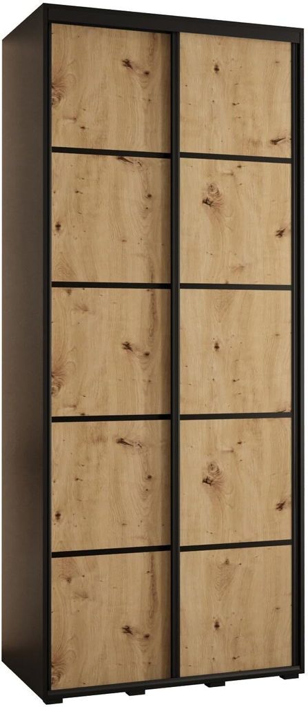 MEBLE KRYSPOL Davos 4 Schrank, zwei Türen - 235,2x100x45 cm - Schwarz Artisan Schwarz