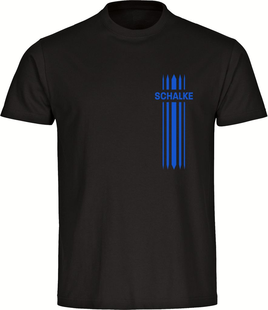 multifanshop Herren T-Shirt - Schalke - Streifen, schwarz, Größe L