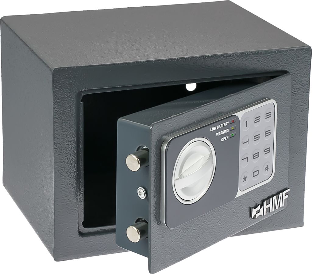 HMF 46126-11 Möbeltresor Elektronikschloss Safe Tresor klein mit Zahlenschloss, 23 x 17 x 17 cm, Anthrazit