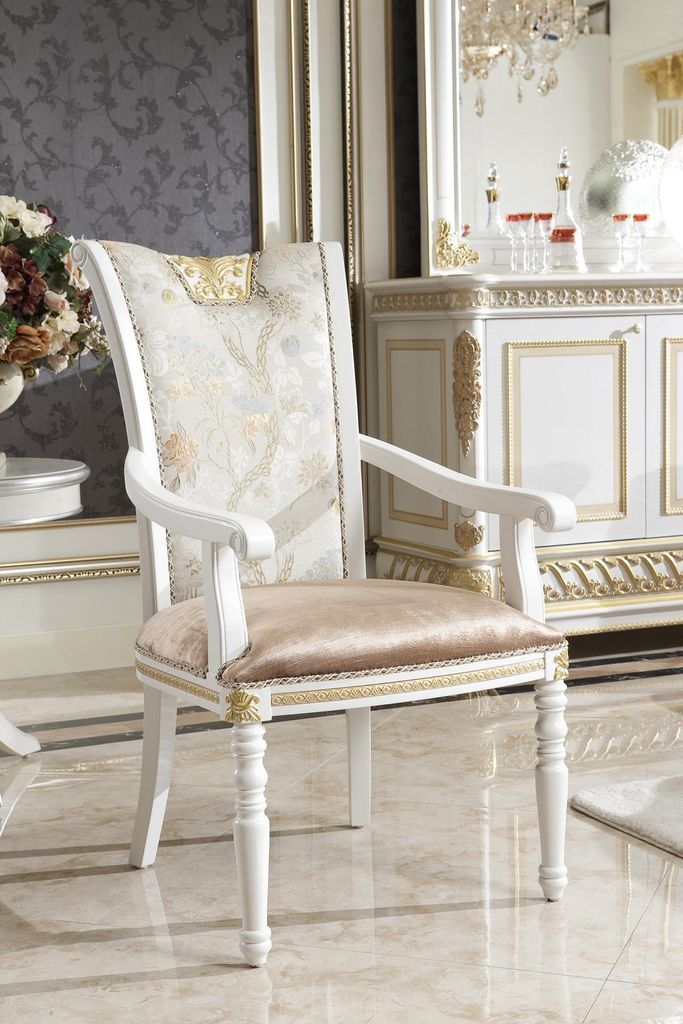 4 Stühle Set Esszimmer Designer Holz Stuhl Garnitur Antik Stil Barock Rokoko E62