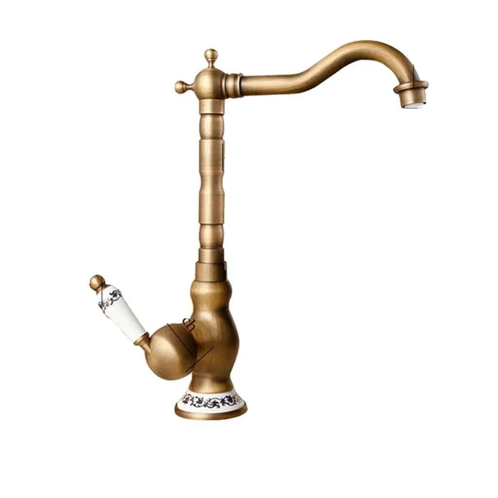 Miscelatore per lavabo antico, Design elegante in ottone, Comando acqua monocomando, Ceramica alta