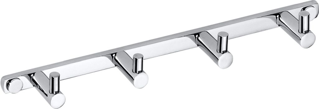 BOMEGA Hakenleiste mit 4 Haken Messing Chrom poliert 270x25x40 mm für Bad & Küche >> zum Bohren