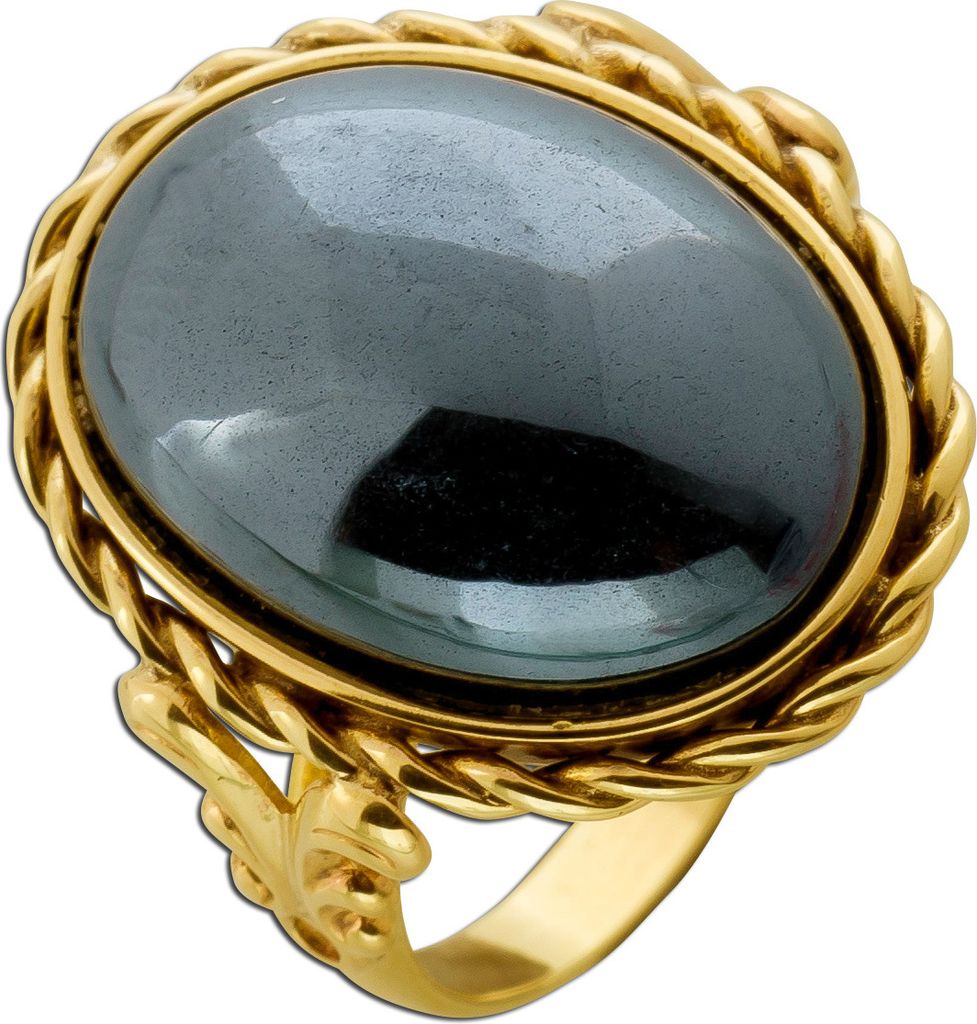 Hämatit Ring Gold 333 8K grauer Edelstein Antikschmuck 18