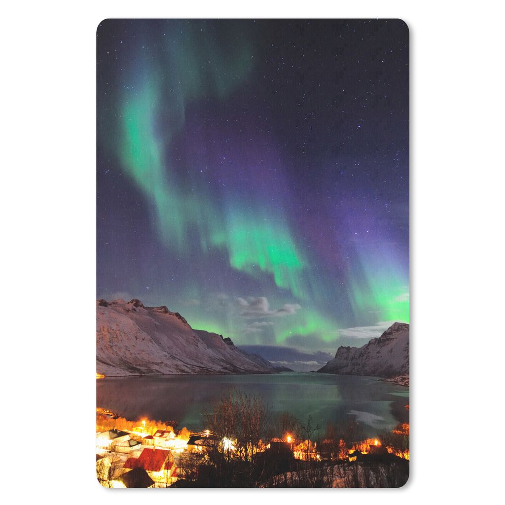 MuchoWow Mauspad Mousepad Aurora - Berg - Fjord 18x27 cm - Mousepads - Maus Mat - Pad - Mausunterlage