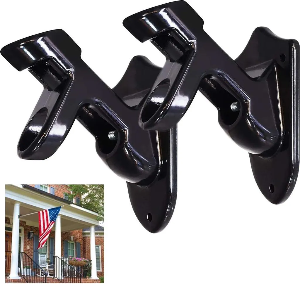 Support pour mât de drapeau noir en aluminium résistant lot de 2 pièces