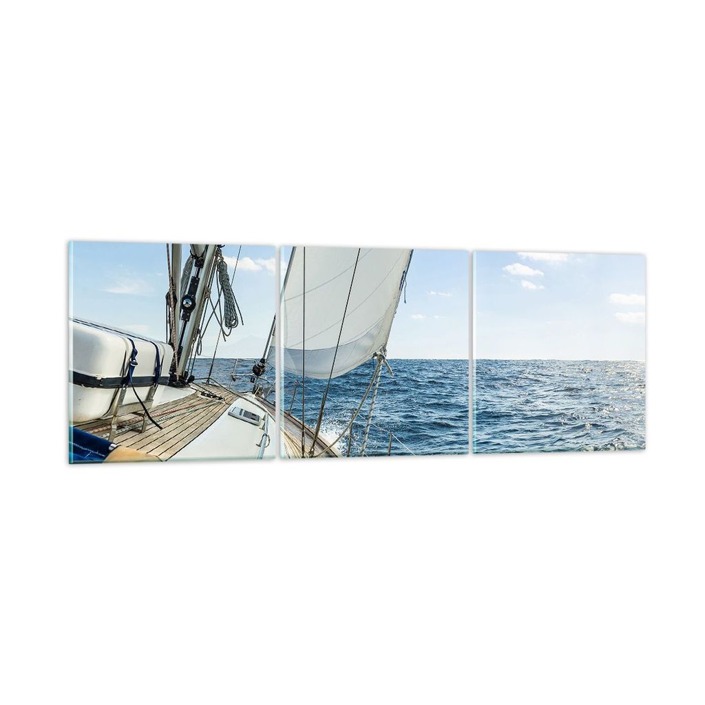 Bilder auf glas - Meer Kreuzfahrt Segel - 90x30cm - Glasbilder - Wandbilder - Kunstdruck - zum Aufhängen bereit - Wanddekoration aus Glas - Glas B...