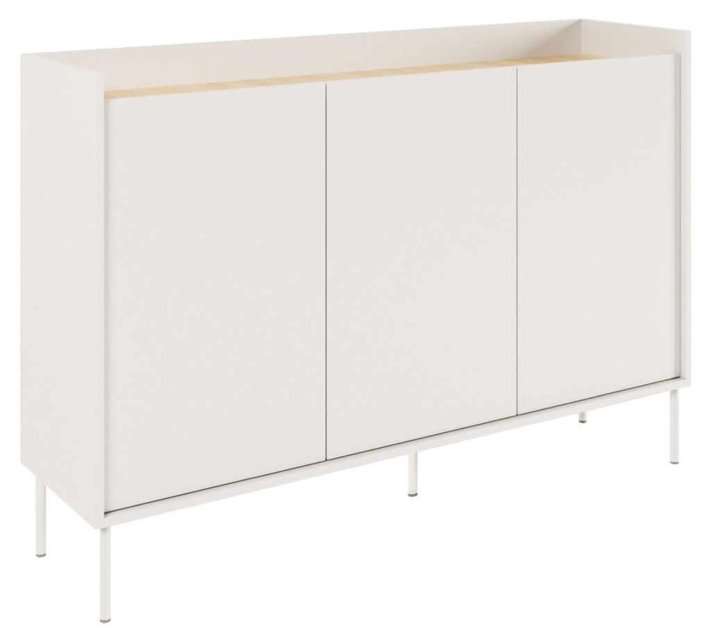 Selsey Tovi - Sideboard 3-türig, 140 cm, Weiß / Holzoptik Produktbild 