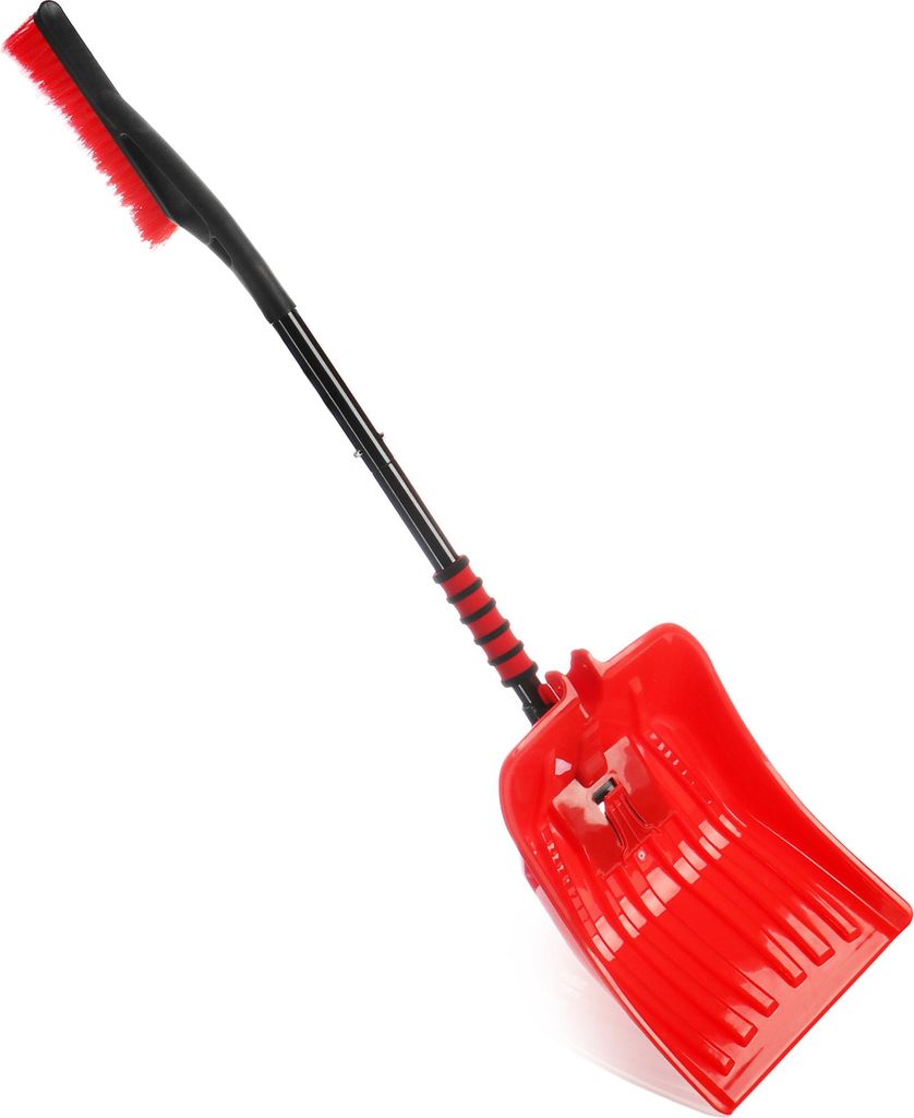 COM-FOUR Premium 3in1 Schneeschaufel - Schneeberäumungsset mit Schaufel, Eiskratzer und Schneefegerbesen - platzsparend, ideal fürs Auto