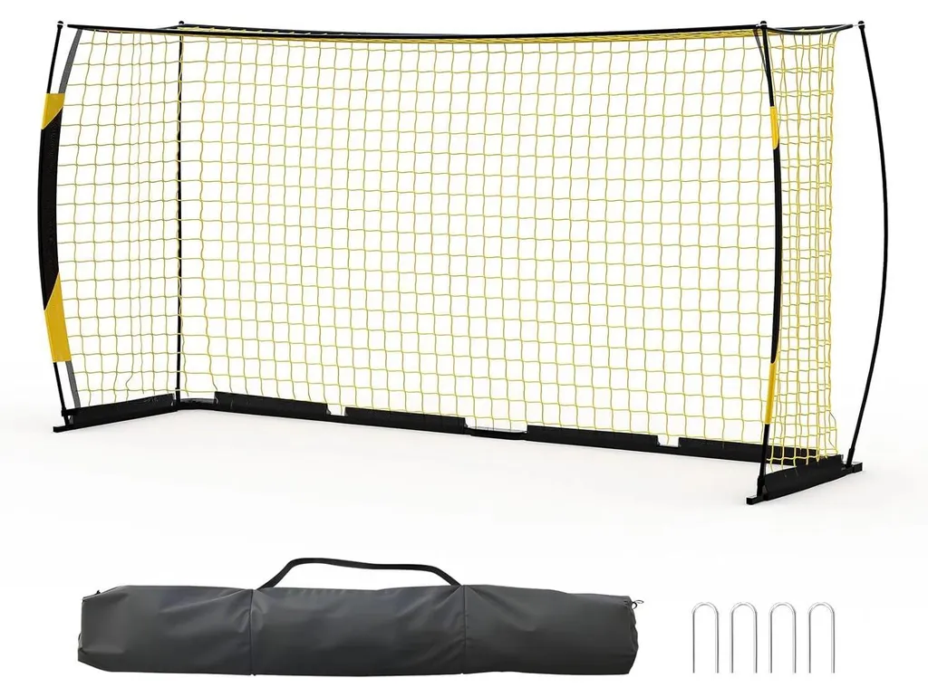 But de football portable pliable 12x6 pieds en acier robuste jaune et noir