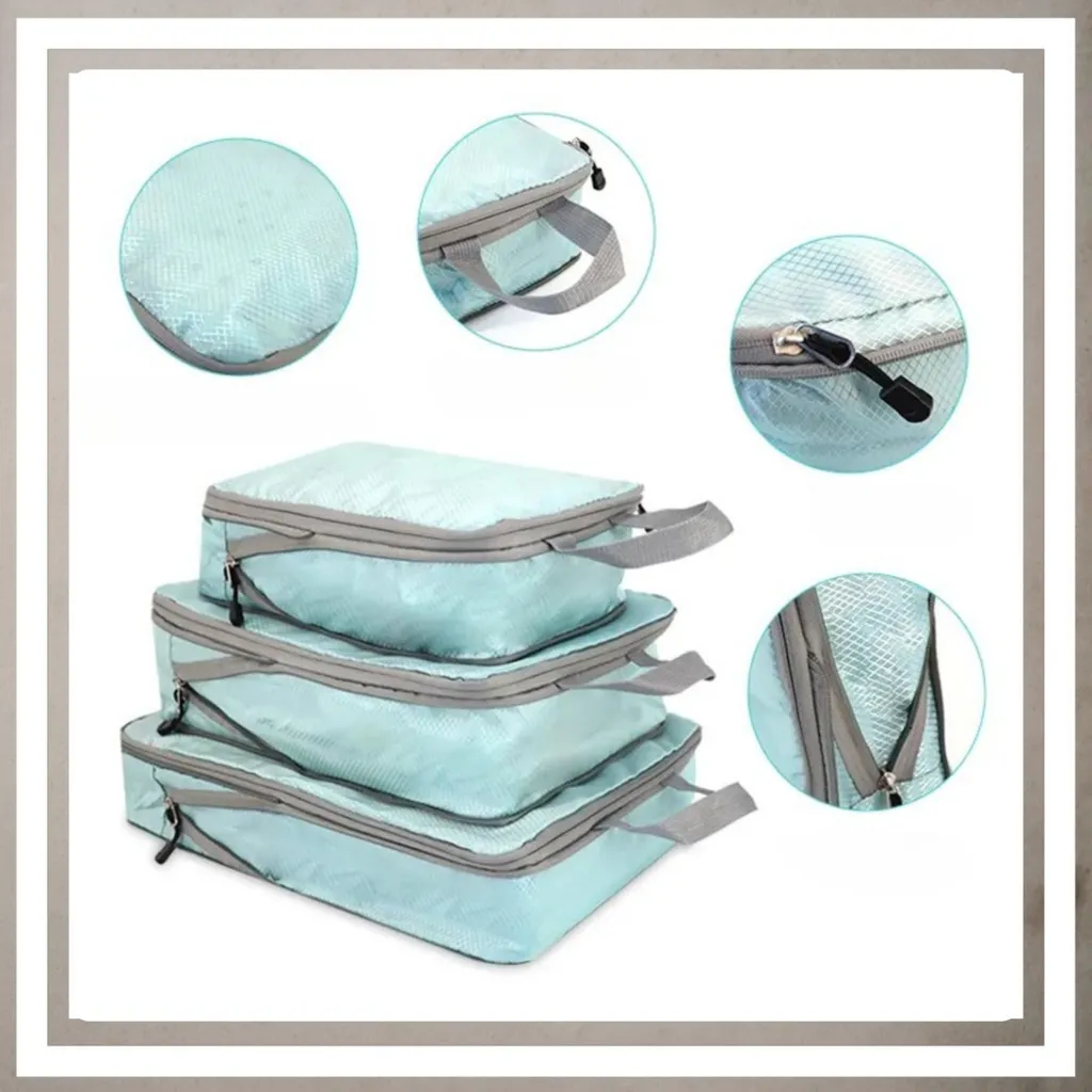 Organizer Valigia per Famiglie - Set 3 Cubi Compressione Anti-Macchia - 9