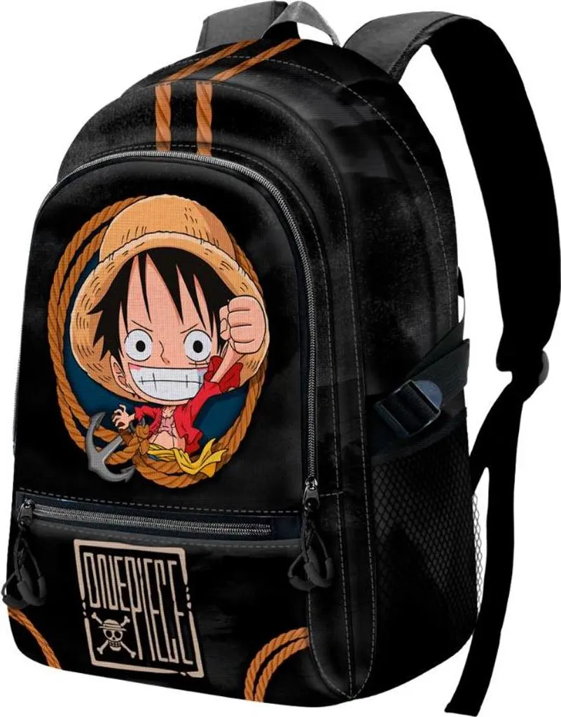 Zaino scuola a due scomparti One Piece Luffy Black Fight 31x44x18cm