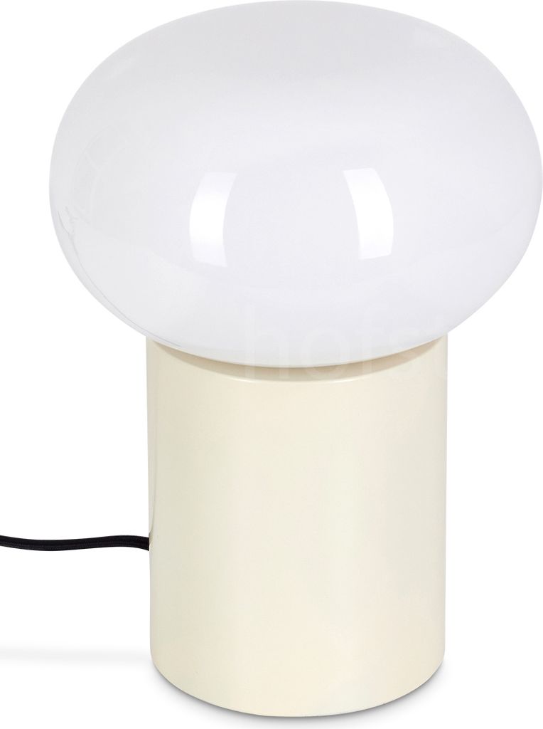 Baressa moderne Nachttischlampe aus Metall/Glas in Creme/Weiß