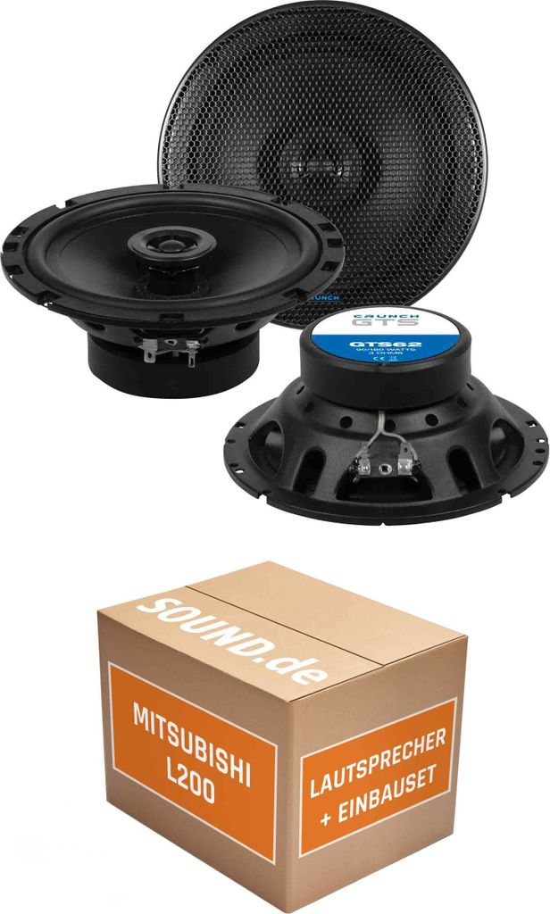 Lautsprecher Boxen Einbaupaket vorne Crunch GTS62 passend für Mitsubishi L200 KA_T, KB_T | 2x Tief-Mitteltöner mit integriertem Hochtöner 180W MAX