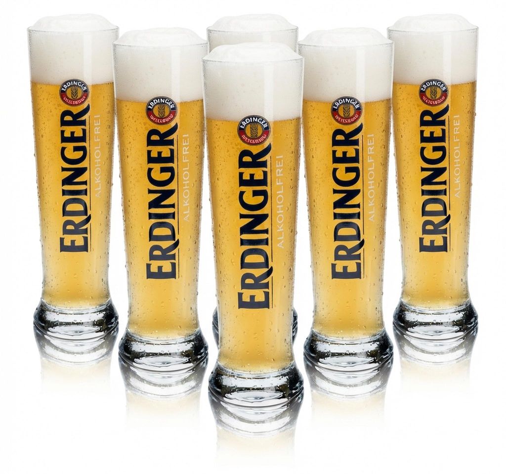 6x Erdinger Bier Glas 0,5l Weizen alkoholfrei Hefe Weißbier Produktbild 