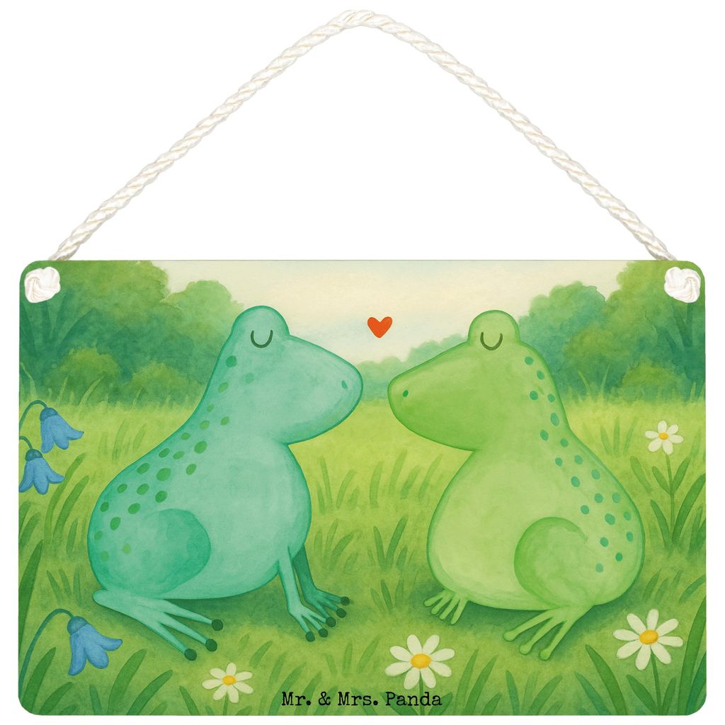 Mr. & Mrs. Panda Wandbild Holz Frosch Liebe Design DIN A4 - Weiß - Geschenk, Frösche, Freundin, wandtafel, Freund, Türschild, kleine aufmerksamk...