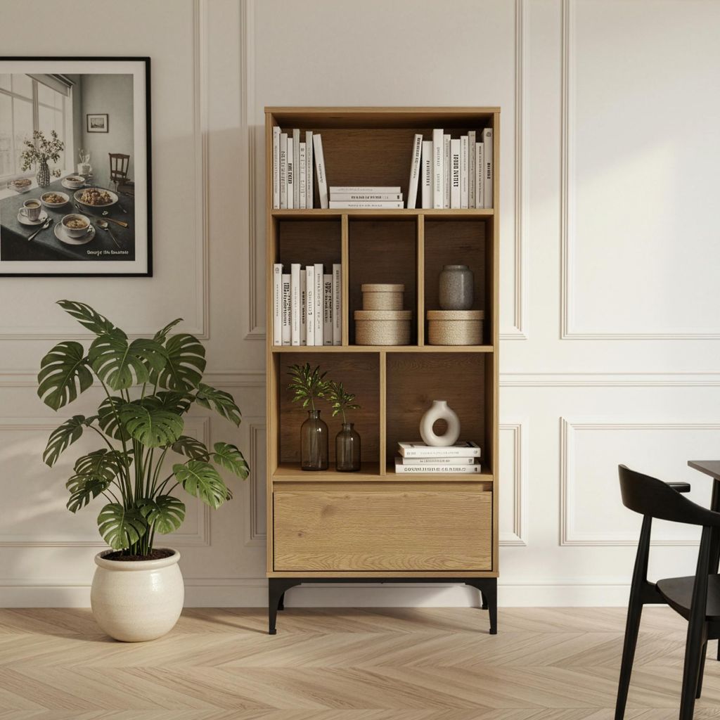Bücherregal 'Kistiandi' 137 x 60 x 35 cm mit 6 Fächern und Produktbild 