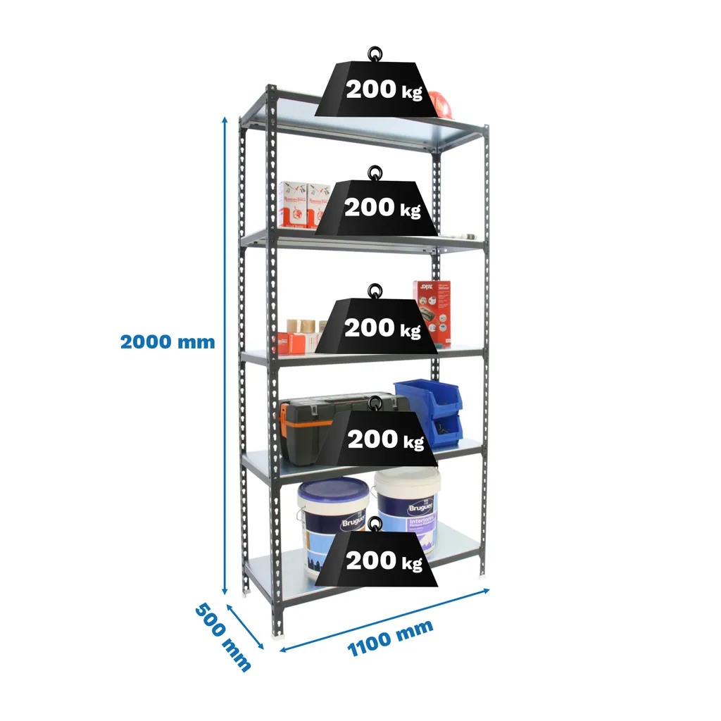 Rayonnage sans vis Simonclick Superplus 5 niveaux 500kg par plateau