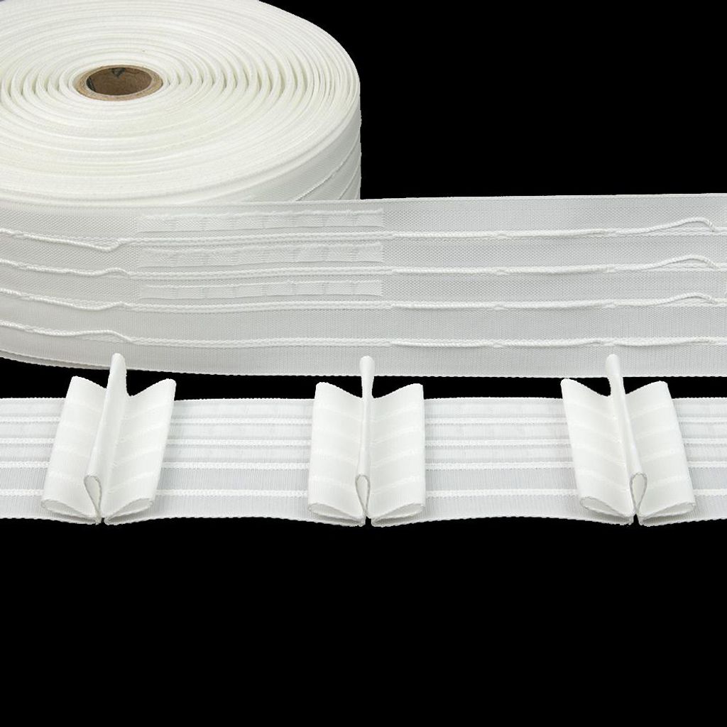 Gardinenband 10m Stehfalte Weiß-65mm 1:2.5 Kräuselband Faltenband