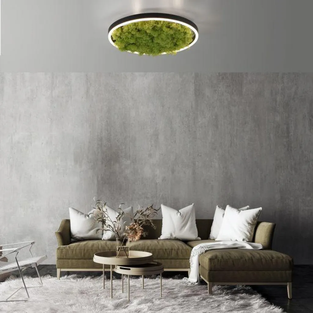 Plafonnier LED Dimmable Vert Mousse 20W : Éclairage Anti-Éblouissement