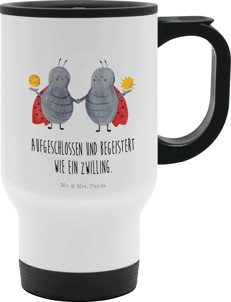Mr. & Mrs. Panda Thermobecher To Go Sternzeichen Zwilling - Weiß - Geschenk, Mehrwegbecher, Becher, thermosbecher, Zwillingsbruder, Aszendent, Kaf...